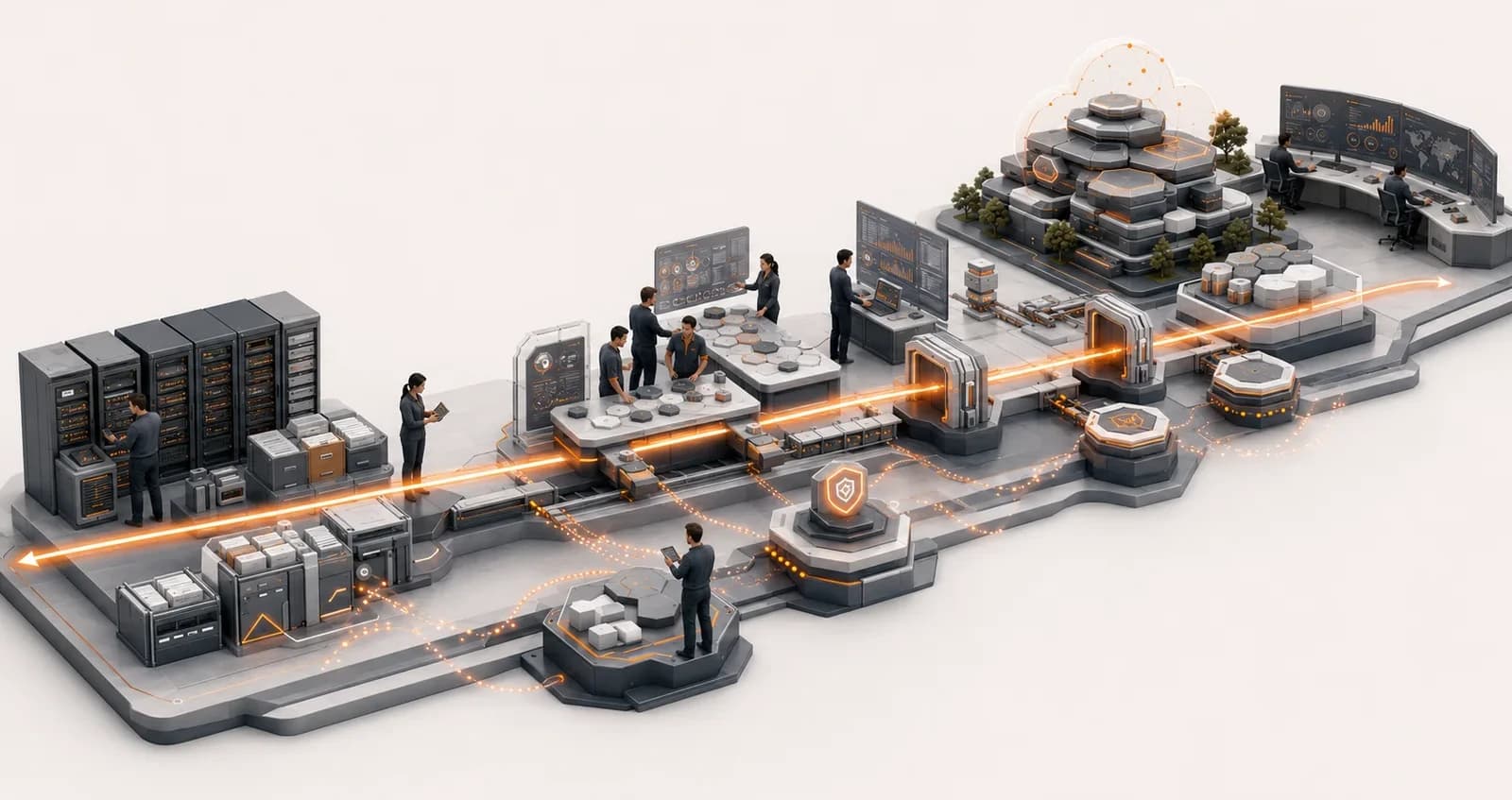 Des infrastructures historiques évoluent progressivement vers des architectures cloud ou hybrides au moyen de passerelles contrôlées.